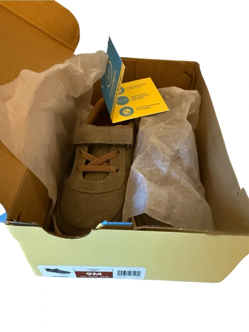 Munchkin by Stride Rite Maxwell Grey Sneakers  Kids Casual Gray and Brown NEW